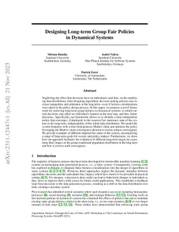 Designing Long-term Group Fair Policies in Dynamical Systems