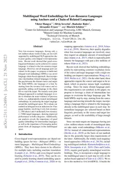 Multilingual Word Embeddings for Low-Resource Languages using Anchors
  and a Chain of Related Languages