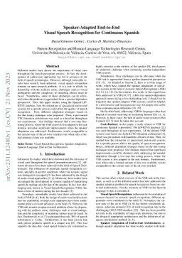 Speaker-Adapted End-to-End Visual Speech Recognition for Continuous
  Spanish