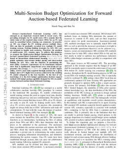 Multi-Session Budget Optimization for Forward Auction-based Federated
  Learning