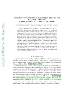 Bridging Algorithmic Information Theory and Machine Learning: A New
  Approach to Kernel Learning