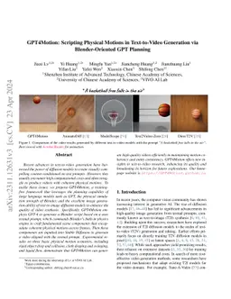 GPT4Motion: Scripting Physical Motions in Text-to-Video Generation via
  Blender-Oriented GPT Planning