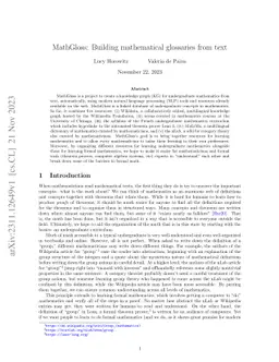 MathGloss: Building mathematical glossaries from text