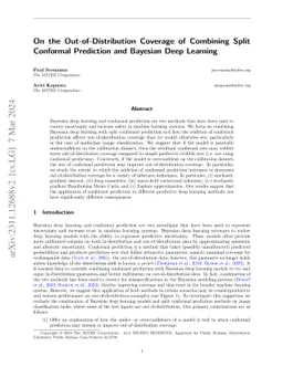 On the Out-of-Distribution Coverage of Combining Split Conformal
  Prediction and Bayesian Deep Learning