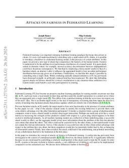 Attacks on fairness in Federated Learning