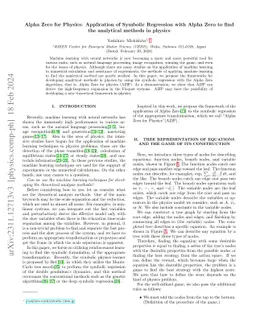 Alpha Zero for Physics: Application of Symbolic Regression with Alpha
  Zero to find the analytical methods in physics