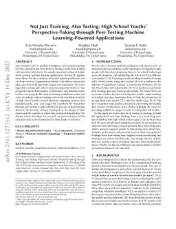 Not Just Training, Also Testing: High School Youths' Perspective-Taking
  through Peer Testing Machine Learning-Powered Applications
