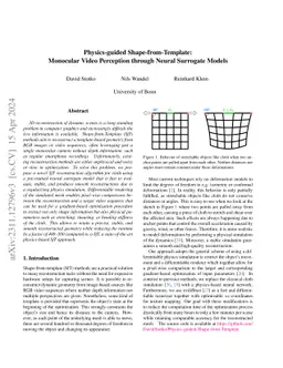 Physics-guided Shape-from-Template: Monocular Video Perception through
  Neural Surrogate Models