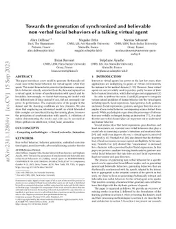 Towards the generation of synchronized and believable non-verbal facial
  behaviors of a talking virtual agent