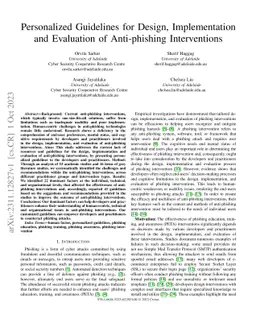 Personalized Guidelines for Design, Implementation and Evaluation of
  Anti-phishing Interventions