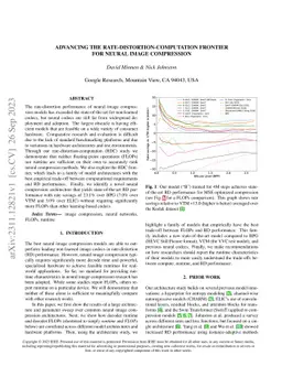 Advancing The Rate-Distortion-Computation Frontier For Neural Image
  Compression