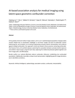 AI-based association analysis for medical imaging using latent-space geometric confounder correction