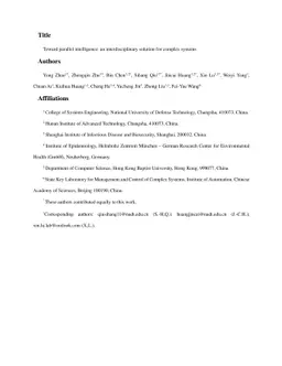 Toward parallel intelligence: an interdisciplinary solution for complex
  systems