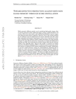 Toward effective protection against diffusion based mimicry through
  score distillation