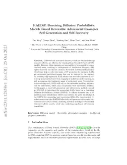 RAEDiff: Denoising Diffusion Probabilistic Models Based Reversible
  Adversarial Examples Self-Generation and Self-Recovery