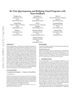 De-fine: Decomposing and Refining Visual Programs with Auto-Feedback