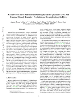 A Safer Vision-based Autonomous Planning System for Quadrotor UAVs with
  Dynamic Obstacle Trajectory Prediction and Its Application with LLMs