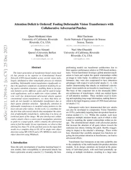 Attention Deficit is Ordered! Fooling Deformable Vision Transformers
  with Collaborative Adversarial Patches