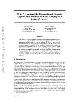 AI for Agriculture: the Comparison of Semantic Segmentation Methods for
  Crop Mapping with Sentinel-2 Imagery