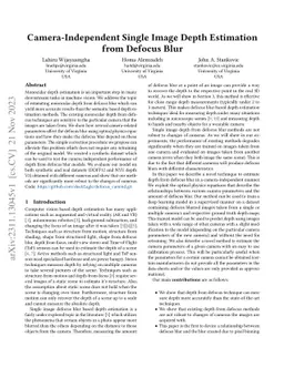 Camera-Independent Single Image Depth Estimation from Defocus Blur