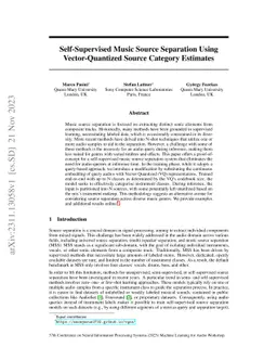Self-Supervised Music Source Separation Using Vector-Quantized Source
  Category Estimates