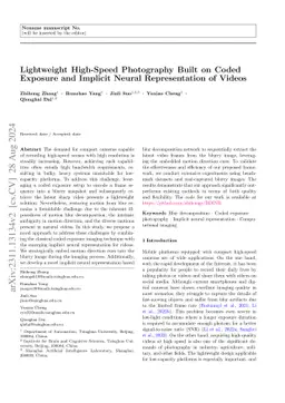 Lightweight High-Speed Photography Built on Coded Exposure and Implicit
  Neural Representation of Videos