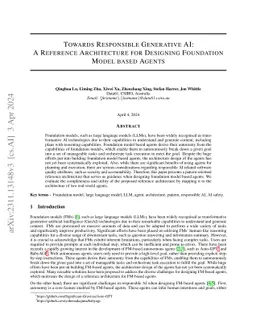 Towards Responsible Generative AI: A Reference Architecture for
  Designing Foundation Model based Agents