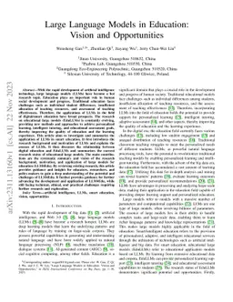 Large Language Models in Education: Vision and Opportunities