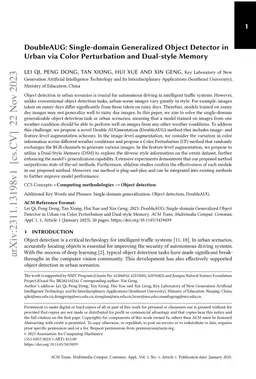 DoubleAUG: Single-domain Generalized Object Detector in Urban via Color
  Perturbation and Dual-style Memory