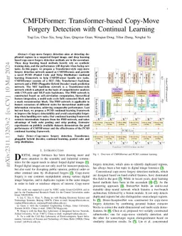 CMFDFormer: Transformer-based Copy-Move Forgery Detection with Continual
  Learning