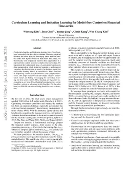 Curriculum Learning and Imitation Learning for Model-free Control on
  Financial Time-series