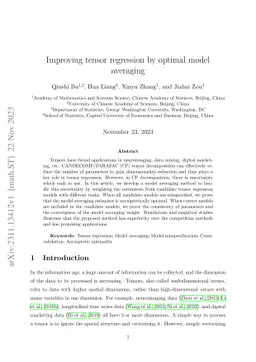 Improving tensor regression by optimal model averaging