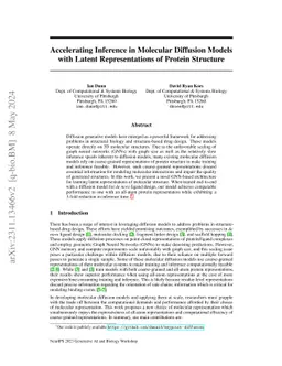Accelerating Inference in Molecular Diffusion Models with Latent
  Representations of Protein Structure