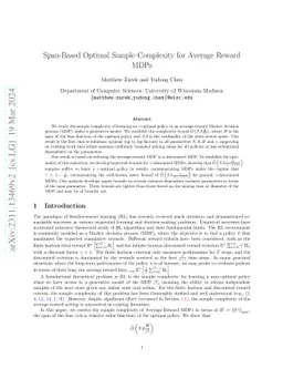 Span-Based Optimal Sample Complexity for Average Reward MDPs