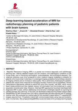 Deep-learning-based acceleration of MRI for radiotherapy planning of
  pediatric patients with brain tumors