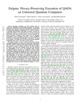 Enigma: Application-Layer Privacy for Quantum Optimization on Untrusted Computers
