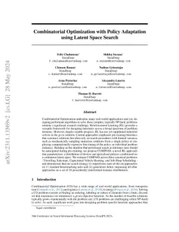 Combinatorial Optimization with Policy Adaptation using Latent Space
  Search