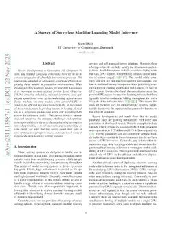 A Survey of Serverless Machine Learning Model Inference
