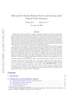Risk-sensitive Markov Decision Process and Learning under General
  Utility Functions