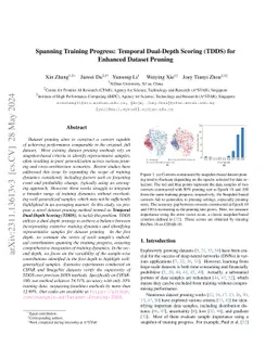 Spanning Training Progress: Temporal Dual-Depth Scoring (TDDS) for
  Enhanced Dataset Pruning