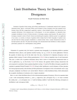 Limit Distribution Theory for Quantum Divergences
