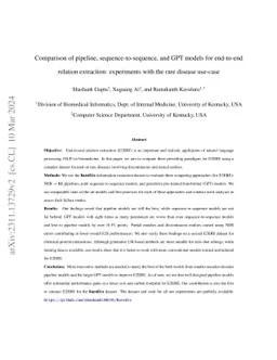 Comparison of pipeline, sequence-to-sequence, and GPT models for end-to-end relation extraction: experiments with the rare disease use-case