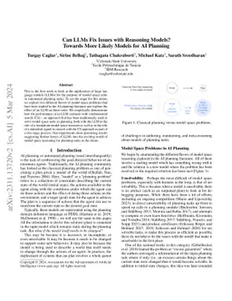 Can LLMs Fix Issues with Reasoning Models? Towards More Likely Models
  for AI Planning