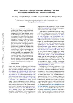 Nova: Generative Language Models for Assembly Code with Hierarchical
  Attention and Contrastive Learning