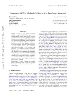 Surpassing GPT-4 Medical Coding with a Two-Stage Approach