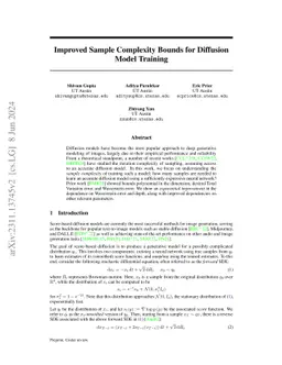 Improved Sample Complexity Bounds for Diffusion Model Training