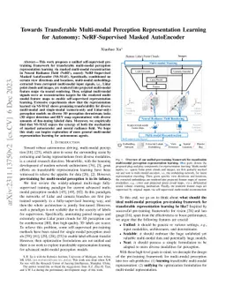 Towards Transferable Multi-modal Perception Representation Learning for
  Autonomy: NeRF-Supervised Masked AutoEncoder