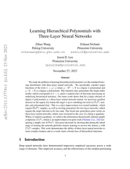 Learning Hierarchical Polynomials with Three-Layer Neural Networks