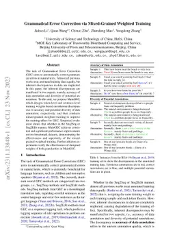 Grammatical Error Correction via Mixed-Grained Weighted Training