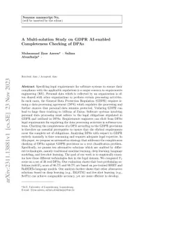 A Multi-solution Study on GDPR AI-enabled Completeness Checking of DPAs